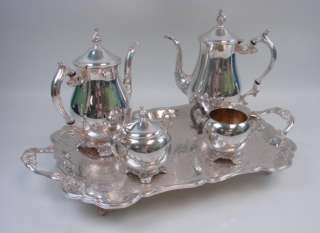   Plate Coffee+Tea Pot Service Set Tray Creamer Sugar Bowl+Lid  