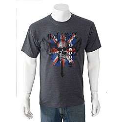 American Fuel Mens Skull & Guitar with British Flag T shirt 