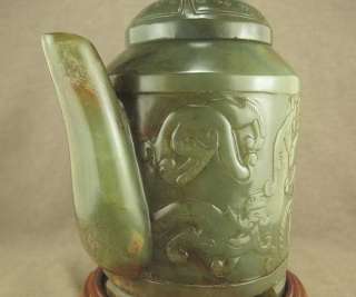   WITH DRAGON TOTEM IN CHINESE ANTIQUES JADE DRAGON HANDLE TEAPOT  