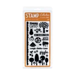  American Crafts Clear Acrylic Large Stamp Set Glee L59 098 