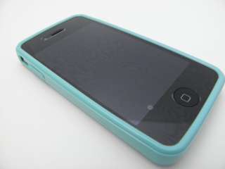 TURQUOISE TPU GEL RUBBER SKIN COVER CASE 4 APPLE IPHONE 4 4S + SCREEN 