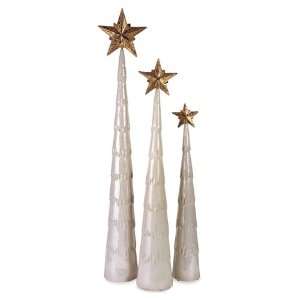 Set of 3 Sleek and Stylish Hand Crafted Snow White Christmas Cone 
