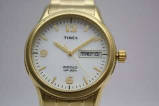 New Timex Men Classic Expansion Gold Day Date Indiglo Watch 35mm 