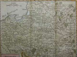 LITHUANIA POLAND EUROPE CURLAND COL COPPER ENGRAVING MAP VAUGONDY 1750 
