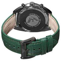 Emporio Armani Mens Sport Green Leather Strap Watch  