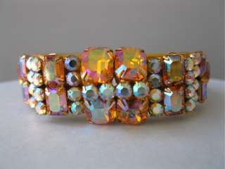   Aurora Borealis Necklace Clamper Bracelet Earrings Parure Set  