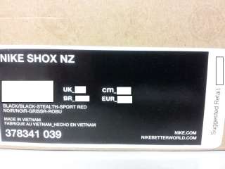   Nike Shox NZ Black Stealth Sport Red Training Sneakers 2012 LE  