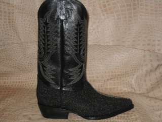Mens Embossed Stingray Leather Boots Black  