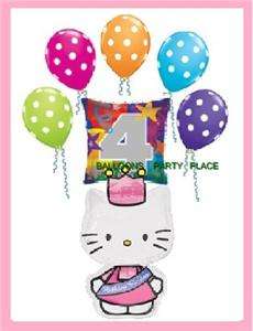 HELLO KITTY 4TH birthday polka dot balloon PRINCESS SET  