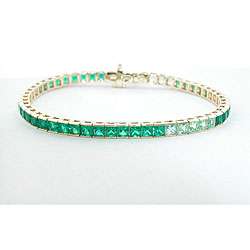 10k Gold Created Emerald Tennis Bracelet  
