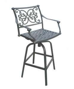 Black Cast Aluminum Scroll Bar Chairs (Set of 2)  