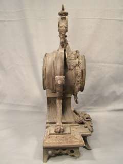   Antique VICTORIAN Figural WINGED Mythical GRIFFIN Spelter MANTLE CLOCK