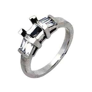  0.40 Ct Baguette Cut Diamond Engagement Ring Setting 18k 