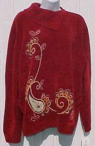 CAYENNE CHENILLE KNIT SWEATER w PAISLEY DESIGN Sz 2X Alfred Dunner 
