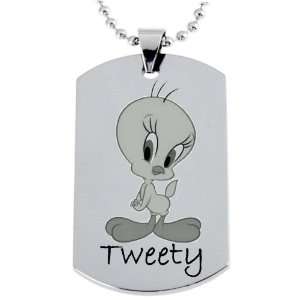 Tweety Bird Dogtag Pendant Necklace w/Chain and Giftbox