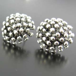 16mm Vintage style antique silver pinecone Flower earring stud  