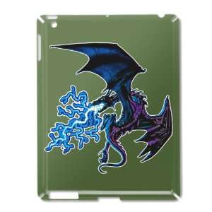  iPad 2 Case Green of Blue Dragon with Lightning Flames 