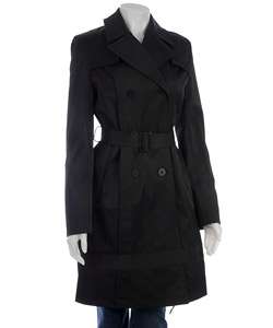 DKNY Womens Black Classic Trench Coat  