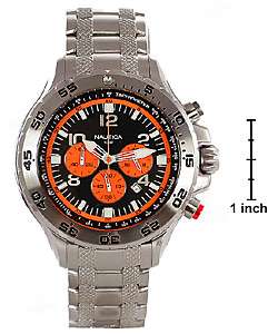 Nautica Chrono Black/ Orange Dial Steel Watch  