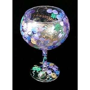   Wines and Vines Design Hand Painted Grande Goblet