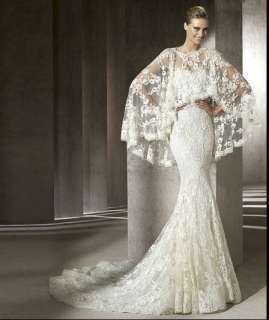 mermaid bridal wedding dress custom gown prom Vintage lace big shawl 