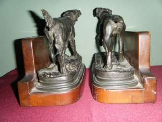 Bronze Setter & Pointer by J. Moigniez Tiffany Bookends  