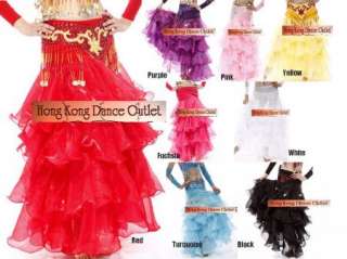 Belly Dance Costume 4 Layer Cup Cake Ruffle Dance Skirt  