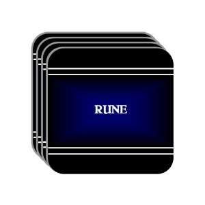 Personal Name Gift   RUNE Set of 4 Mini Mousepad Coasters (black 