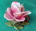 CAPODIMONTE ITALY Pink Rose Candleholder Very Elegant & Pretty