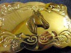 BELT BUCKLES lot of 2 Cowboy Horses Silver Plated & Brass MENS JEWELRY 