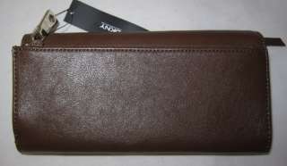 DK NY Luster Leather Wallet Purse Organizer Wristlet  