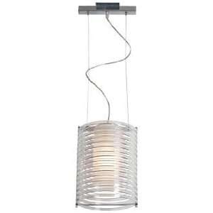  Enzo10 Wide Clear Acrylic and Chrome Pendant Light