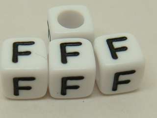   White Single Cube Acrylic Alphabet Letter Charm Beads bsb22  