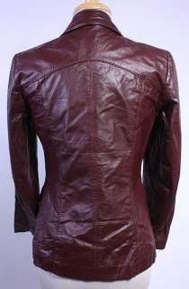 WOMENS VTG LEATHER HIPSTER FITTED JACKET/BLAZER sz M  