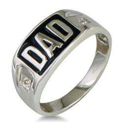 Sterling Silver Mens Diamond Accent Dad Ring  
