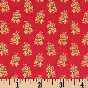  44 Wide Quaker Quilts Posies Red Fabric By The Yard 