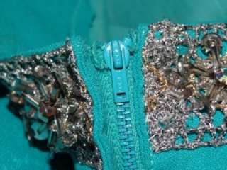 VINTAGE 50S MAXI DRESS TURQUOISE BLUE ROCKABILLY SIZE LARGE  