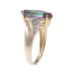 14k Yellow Gold Mystic Topaz and Diamond Accent Ring (Size 7 