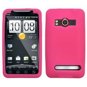  HTC EVO 4G HOT PINK SOLID SILICONE SKIN RUBBER SOFT CASE 