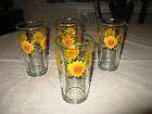 Estate Drinking Glasses  Set of 4  yellow flower, sunflower  excellent 