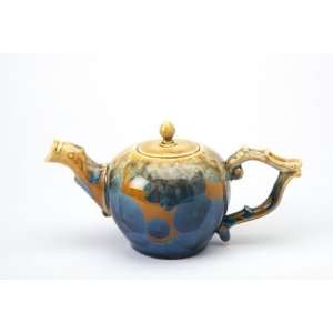  Spring   Crystalline Teapots   Majolica Blue/Amber Gold 