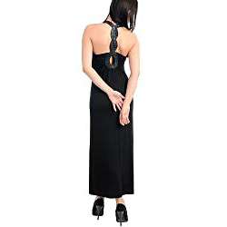 Stanzino Womens Black Faux Leather Halter Maxi Dress  