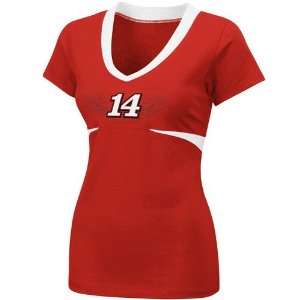 14 Tony Stewart Ladies Red Chick Flick Premium V Neck T shirt  