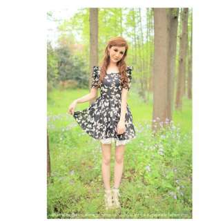 Korean Butterfly Chiffon Dress, BNWT,9735P, BLACK, sz S  