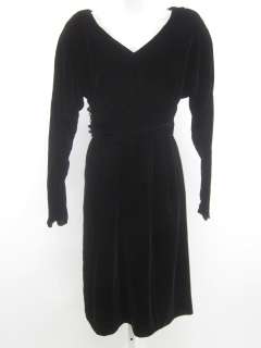 ALBERT NIPON Black Velvet Long Sleeve Button Dress Sz M  