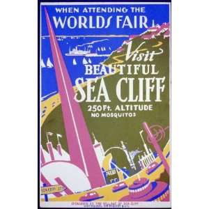  New York Worlds Fair Sea Cliff New York, Tourism Poster 