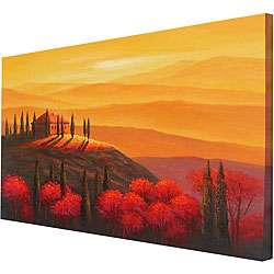 Hand painted Sunset Tuscany Canvas Art  