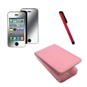   Cover + Mirror Screen Protector + Red Stylus Pen for Newest Iphone 4S