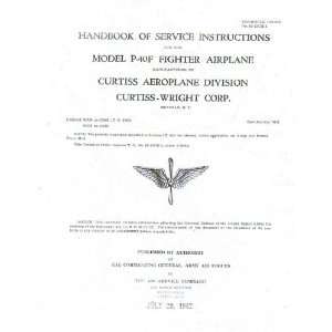  Curtiss P 40 F Aircraft Service Instructions Manual 