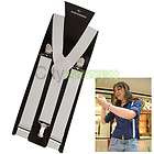   Mens/Womens Clip on Braces Elastic Y Shape Adjustable Suspender White
